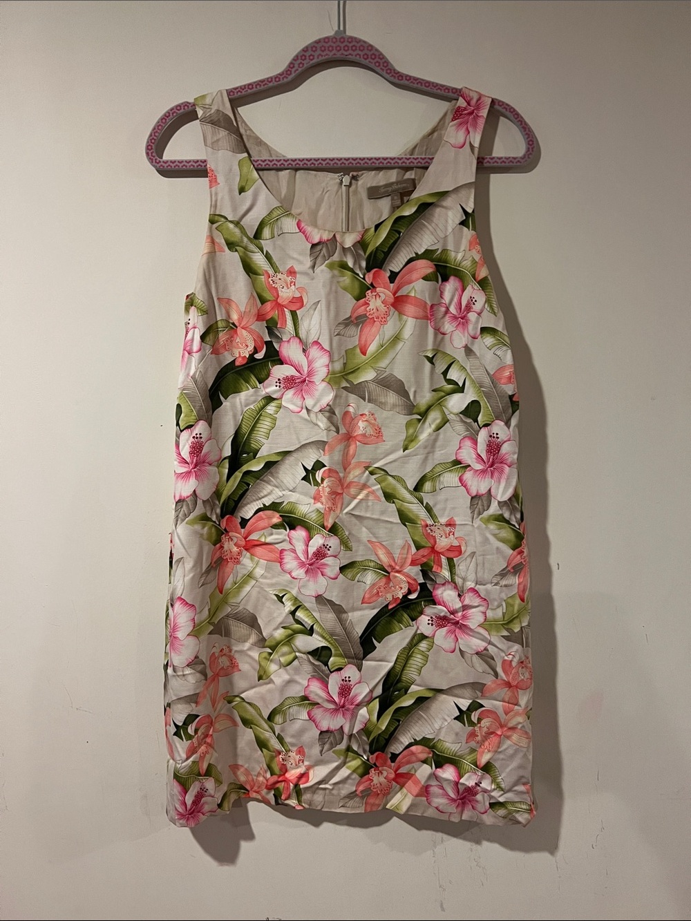 Tommy Bahama Pink and Green Floral A-Line Dress